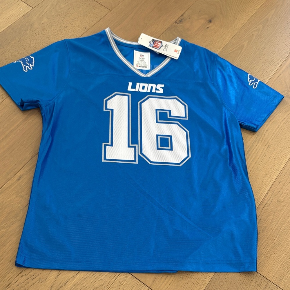 BNWT NFL Teens Lions Goff Jersey Shirt Size L